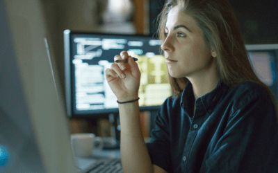 Woman looking at computer screen