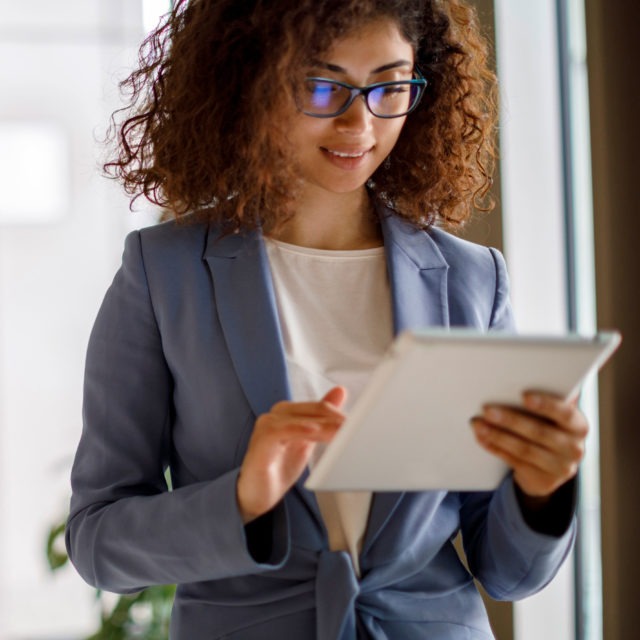 solicitor with tablet